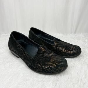 DANSKO / Olivia bronze snake print slip on comfort shoes / 39